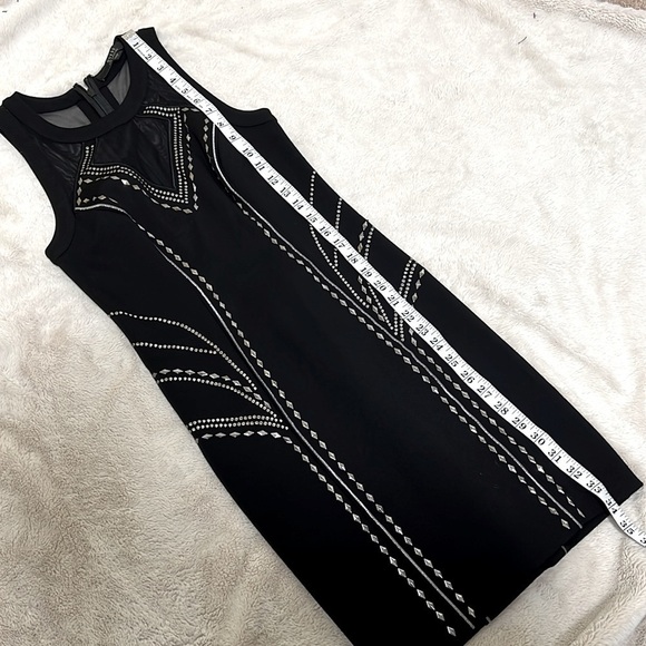 Guess Black Studded Stretchy Mesh Accent Sleeveless Bodycon Dress - Size Small - Picture 7 of 12